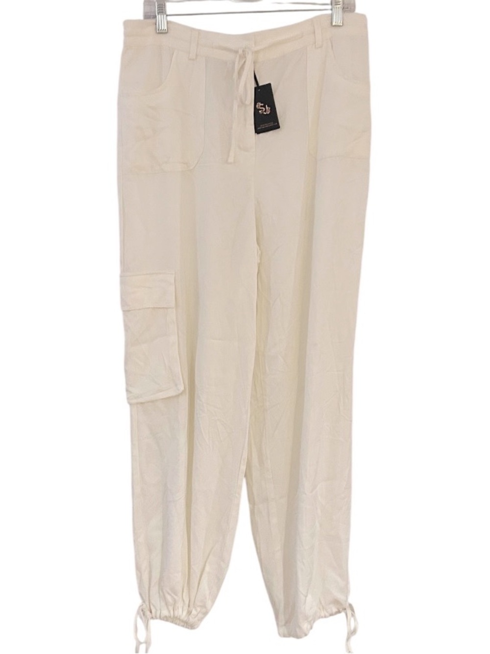 Sincerely Jules Joggers Size XL White Cargo High Rise NEW With Tags